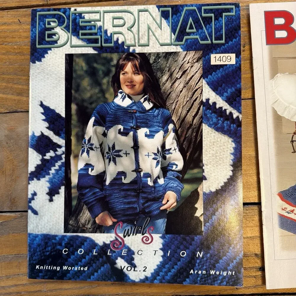 Vintage Knitting Crochet Pattern Lot Bernat Red Heart Afghan Baby Sweater 80s 90